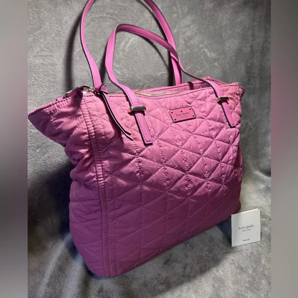 Kate Spade Wilson Road Quilted Talya Tote Bag in Ruffled Pansy Pink - Picture 3 of 14